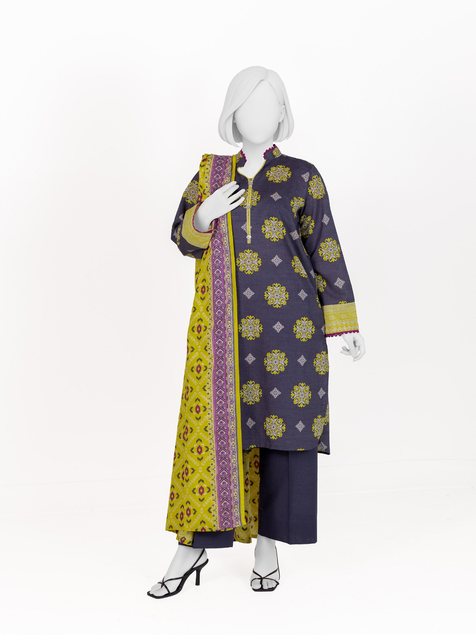 Printed Khaddar 3Pc Stitched Suit | PJBKS251141B