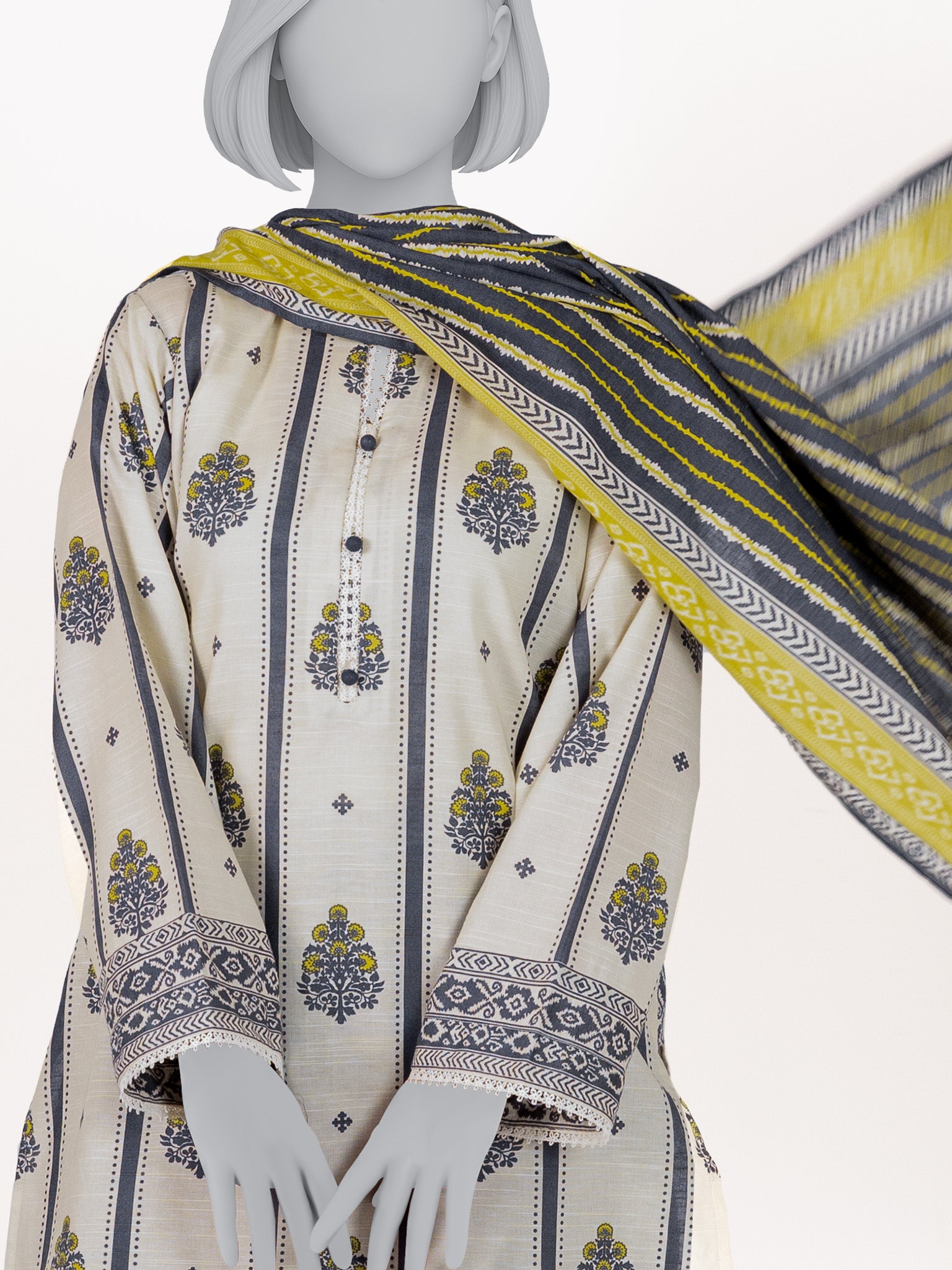 Printed Khaddar 3Pc Stitched Suit | PJBKS251142B