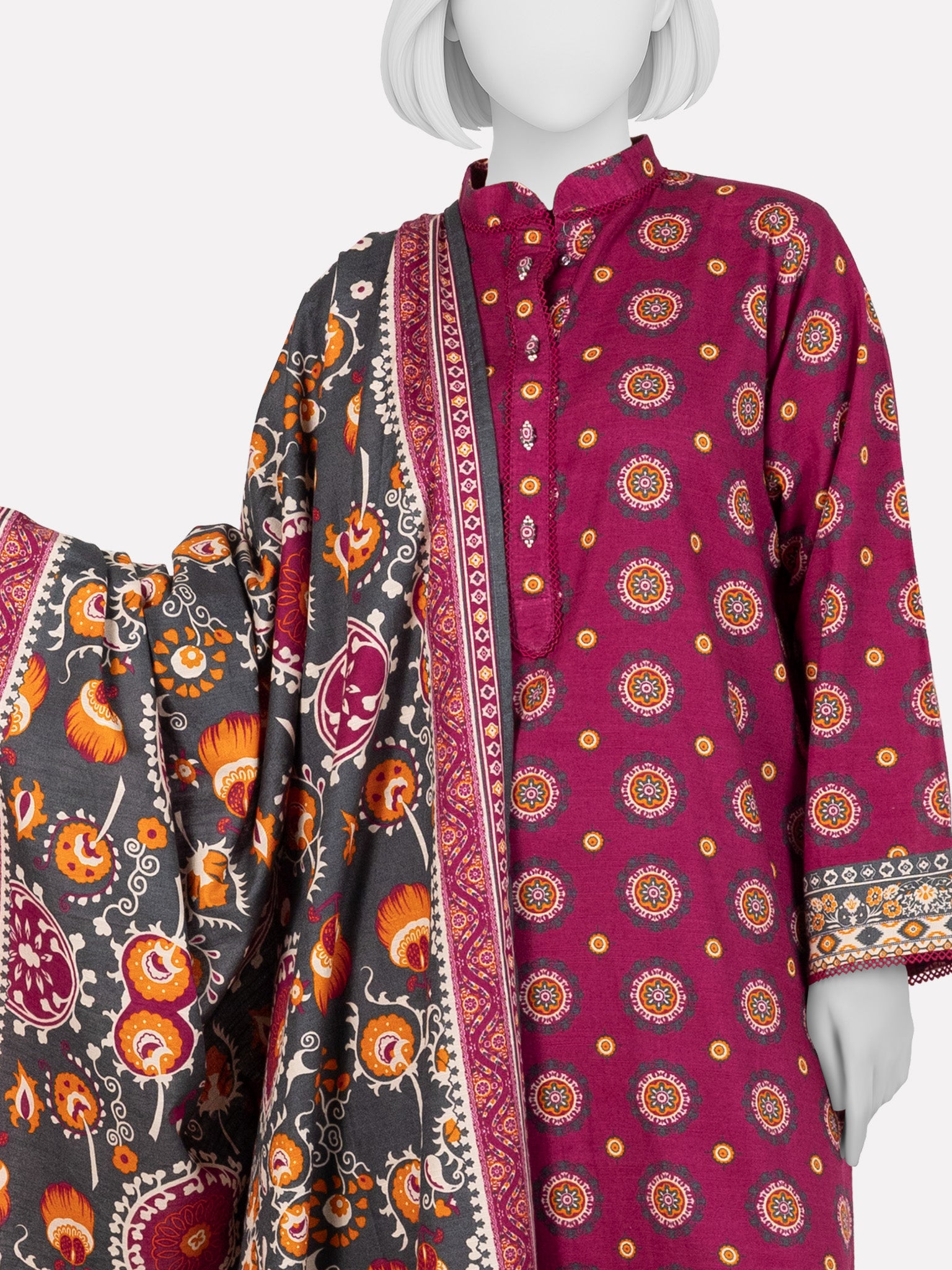 Printed Khaddar 3Pc Stitched Suit | PJBKS251143A