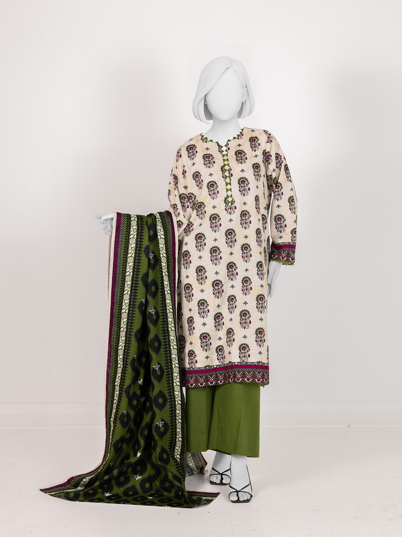 Printed Khaddar 3Pc Stitched Suit | PJBKS251144A