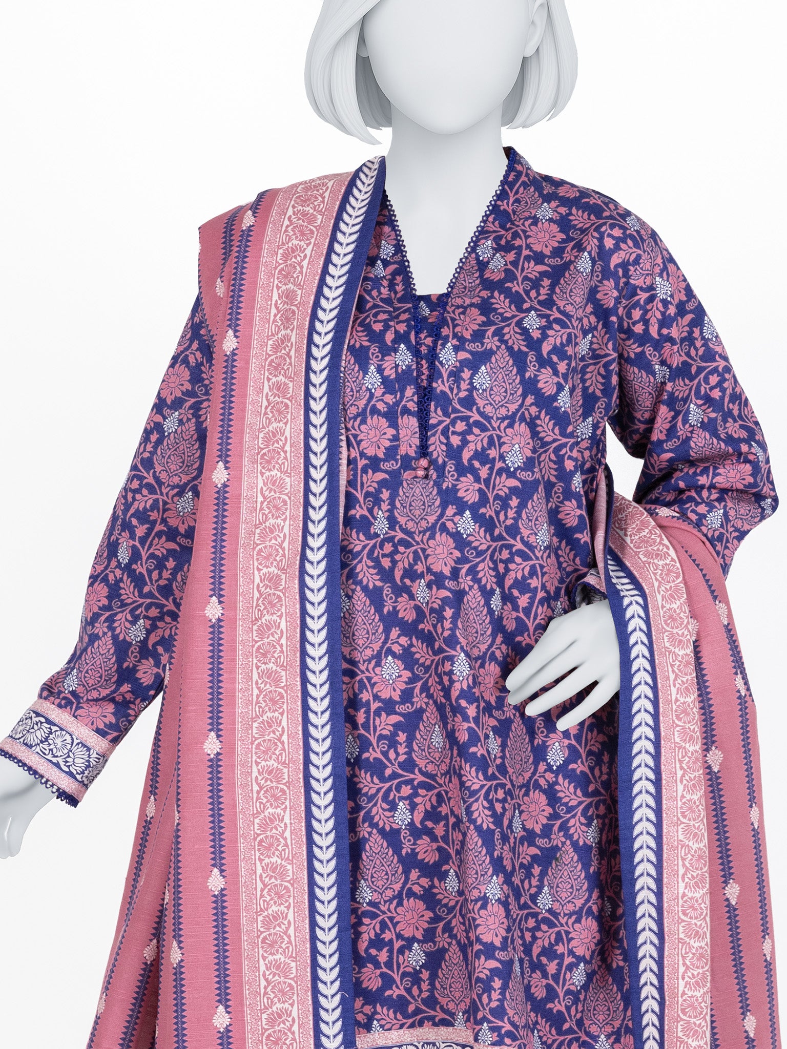 Printed Khaddar 3Pc Stitched Suit | PJBKS251145B