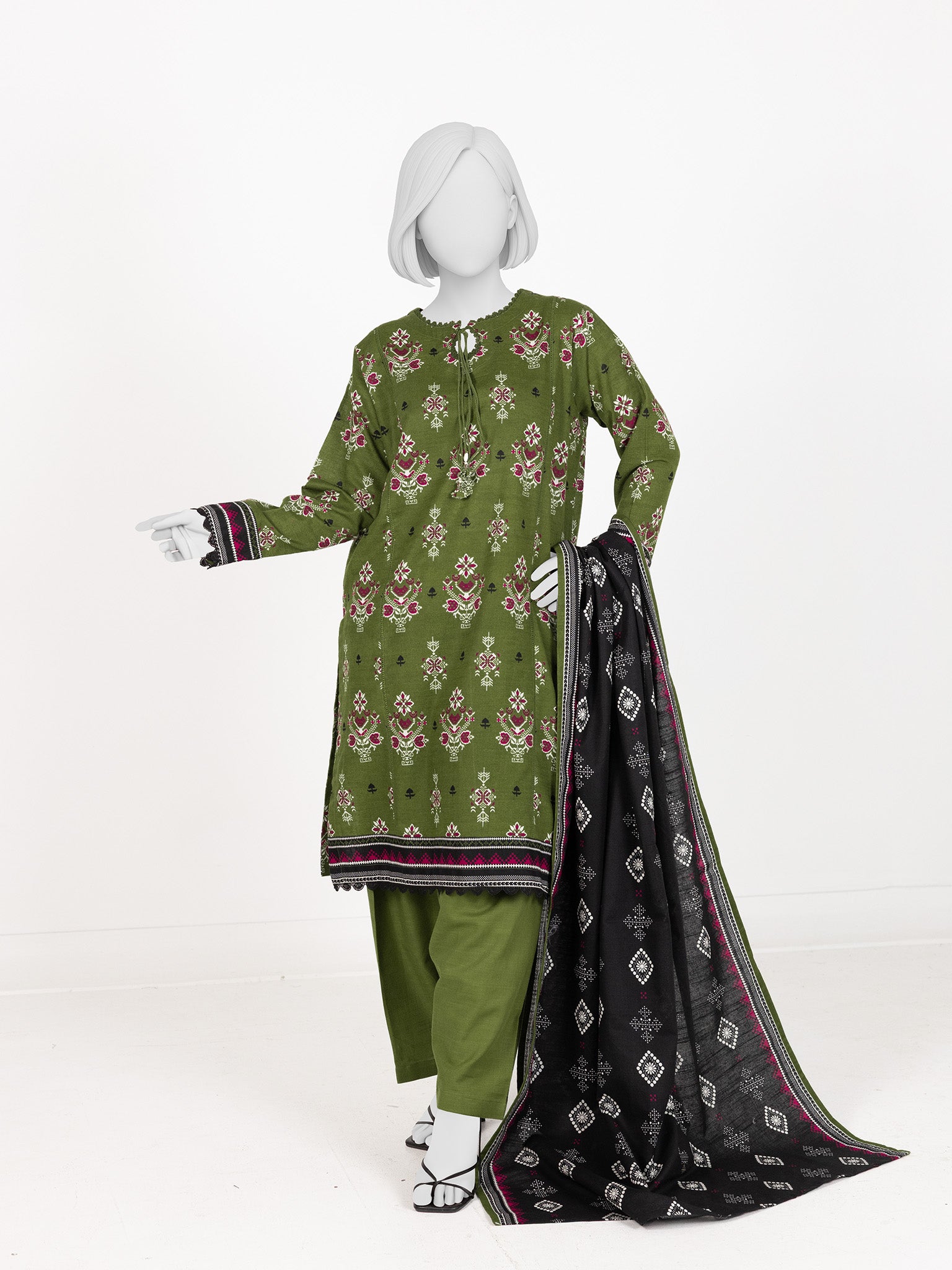 Printed Khaddar 3Pc Stitched Suit | PJBKS251146A