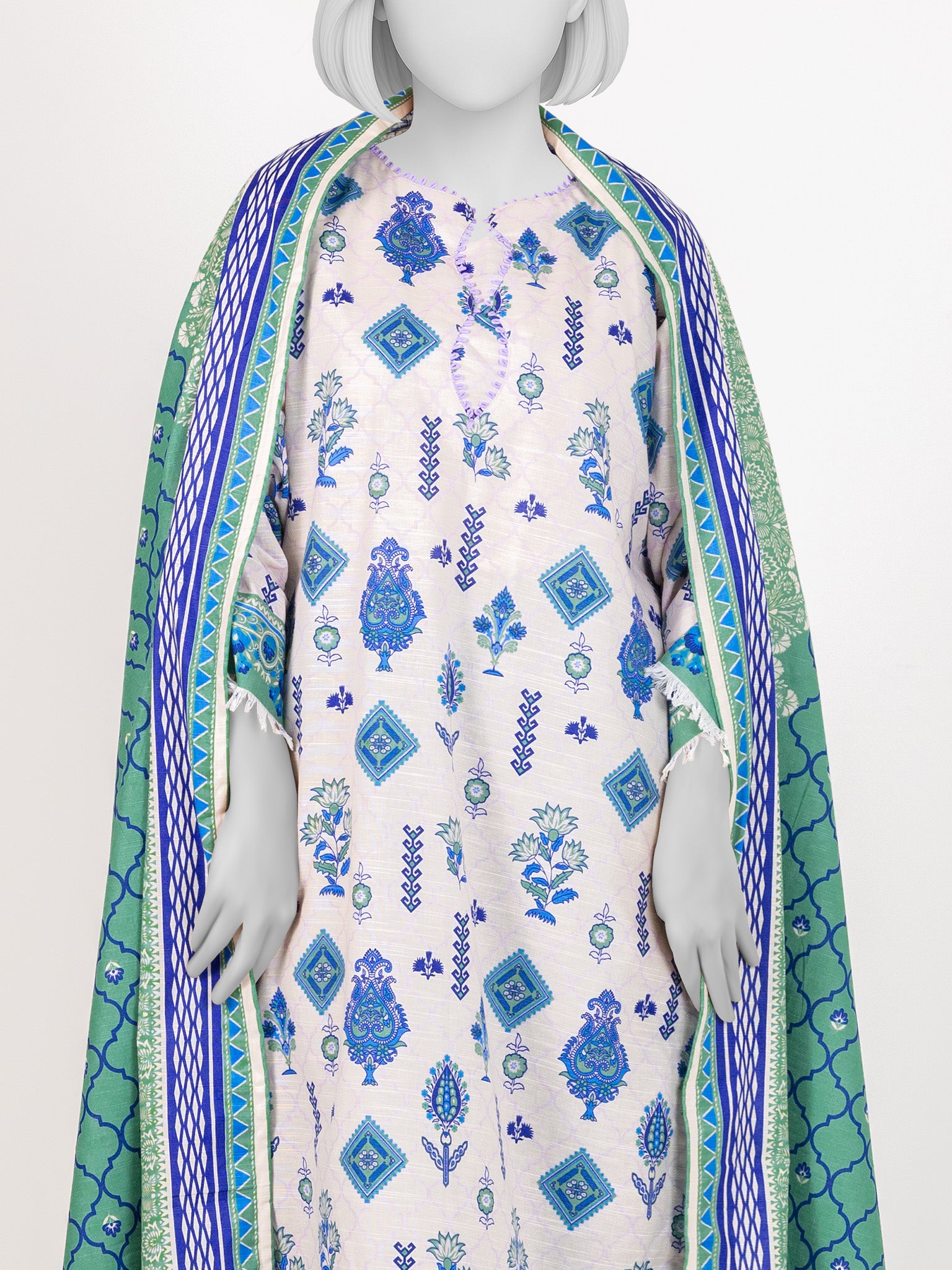 Printed Khaddar 3Pc Stitched Suit | PJBKS251147B