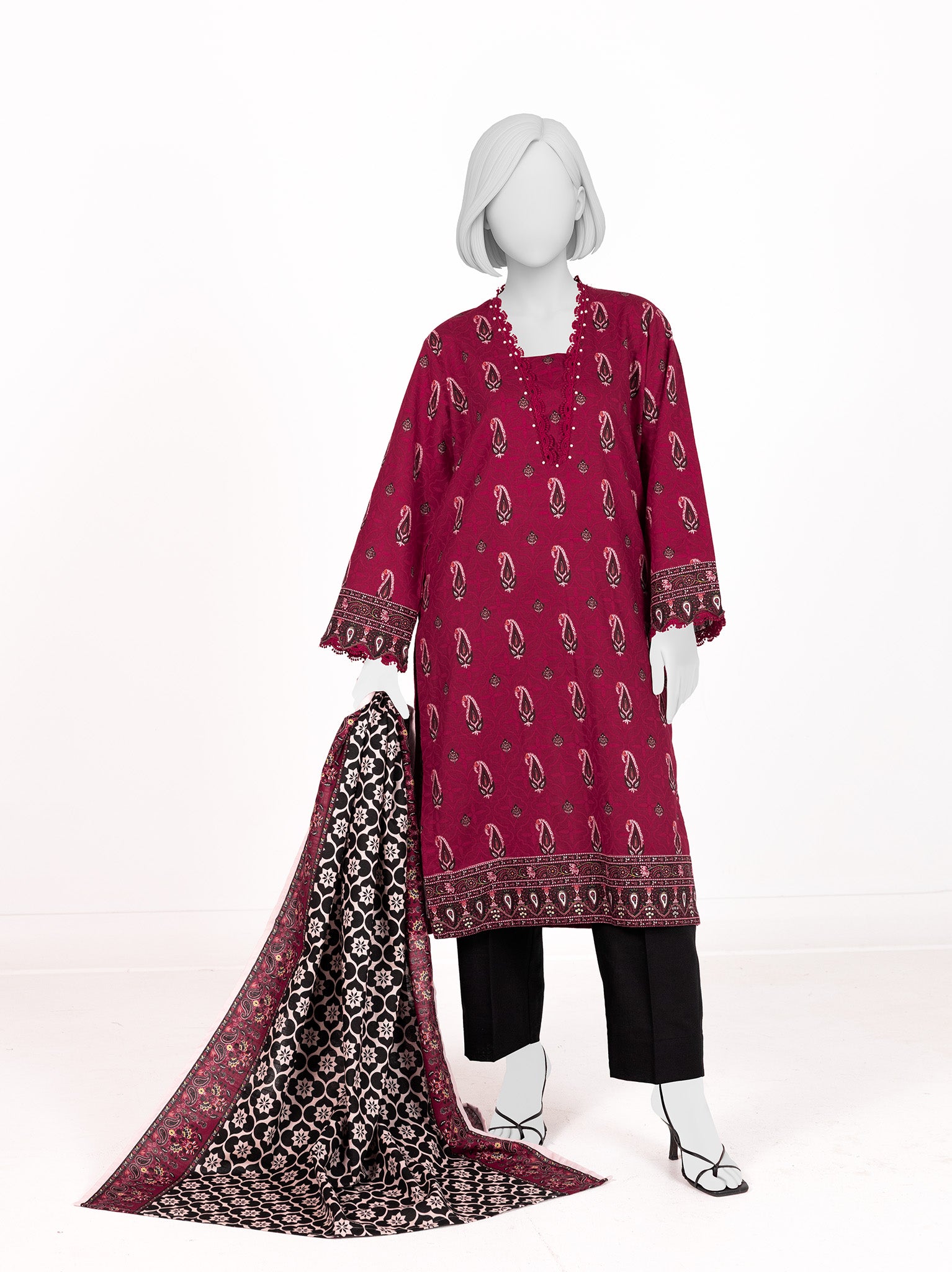 Printed Khaddar 3Pc Stitched Suit | PJBKS251149A