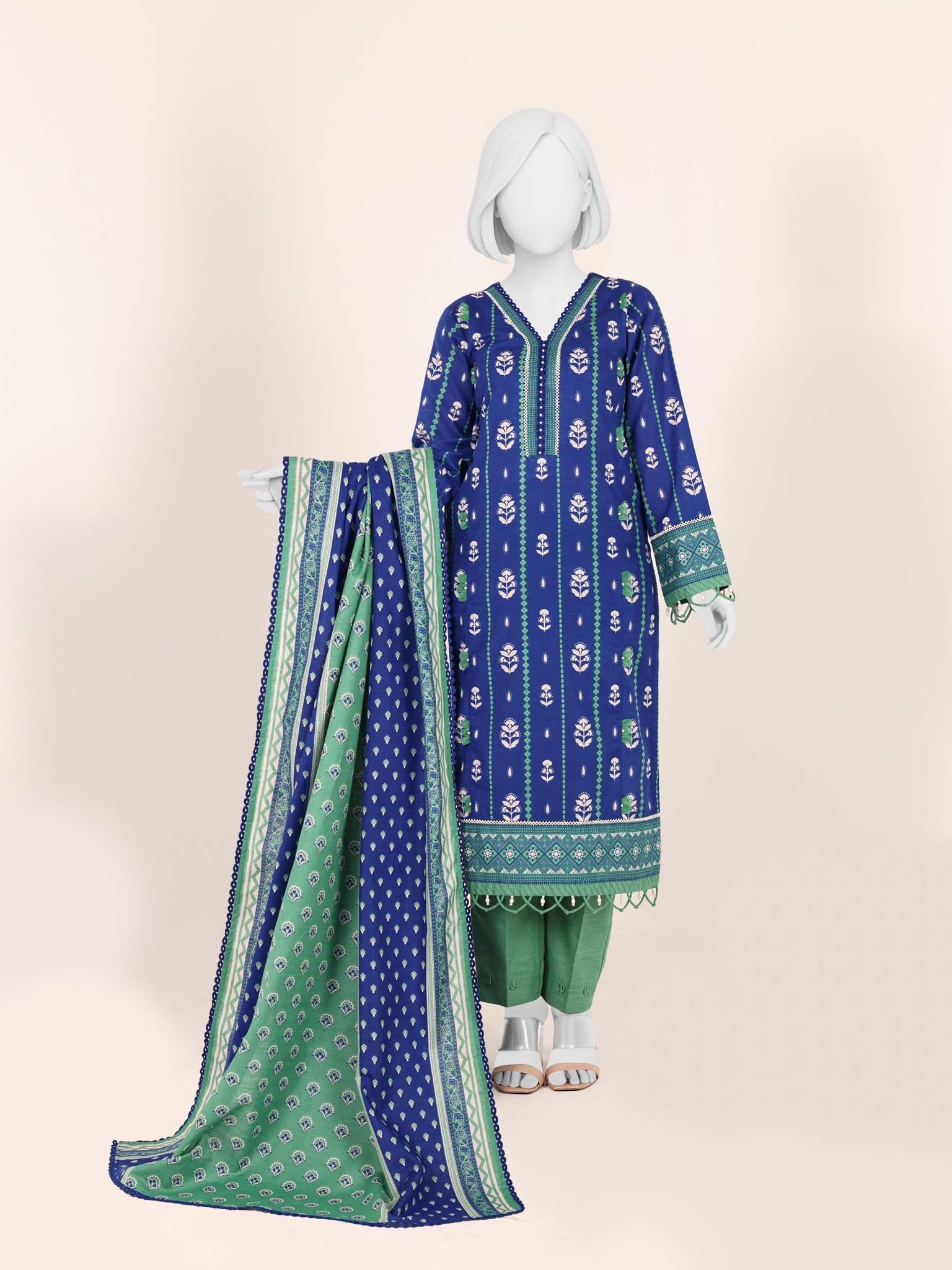 Printed Khaddar 3Pc Unstitched Suit | PJBKU251148B