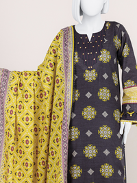 Printed Khaddar 3Pc Unstitched Suit | PJBKU251141B