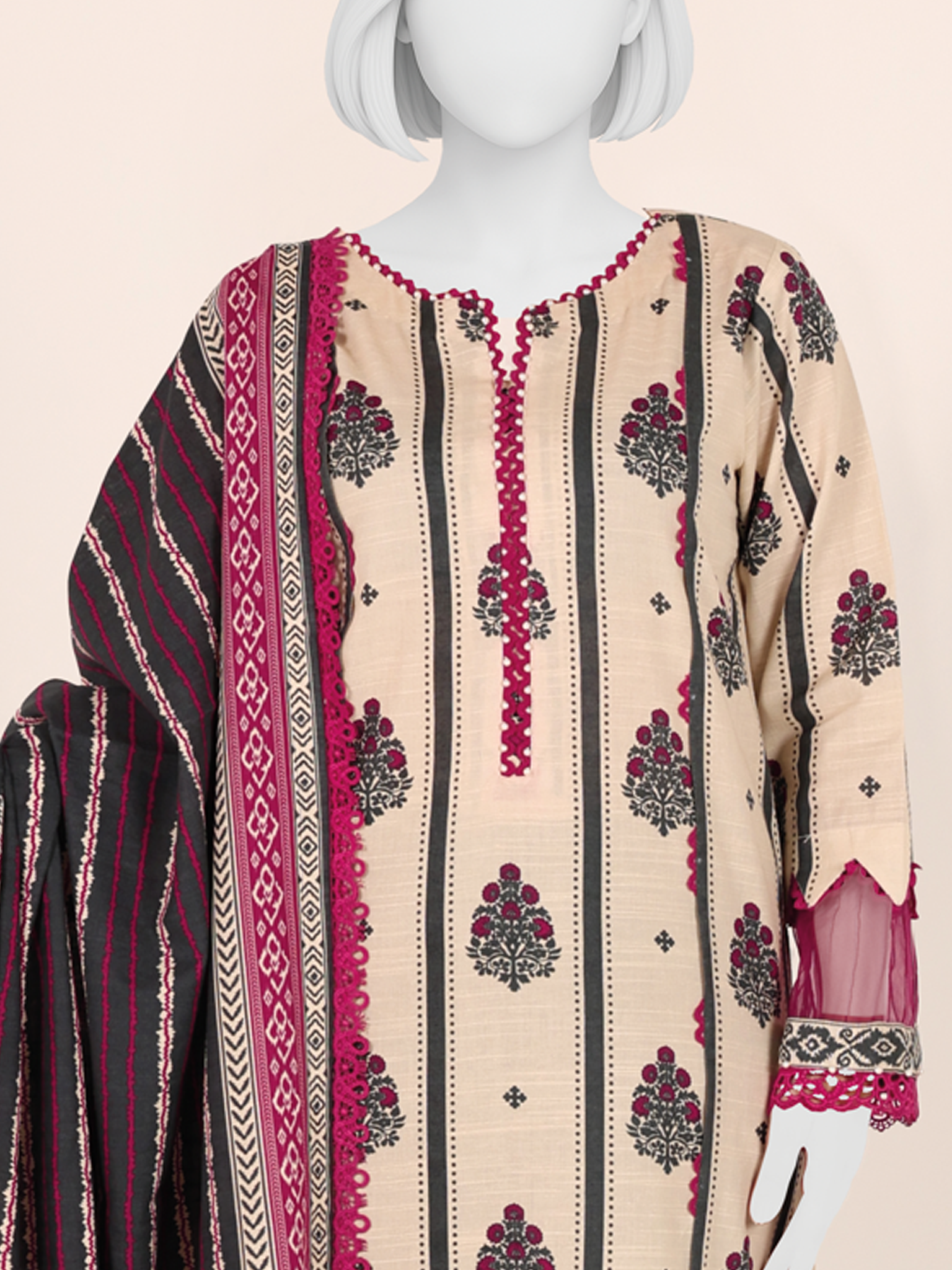 Printed Khaddar 3Pc Unstitched Suit | PJBKU251142A