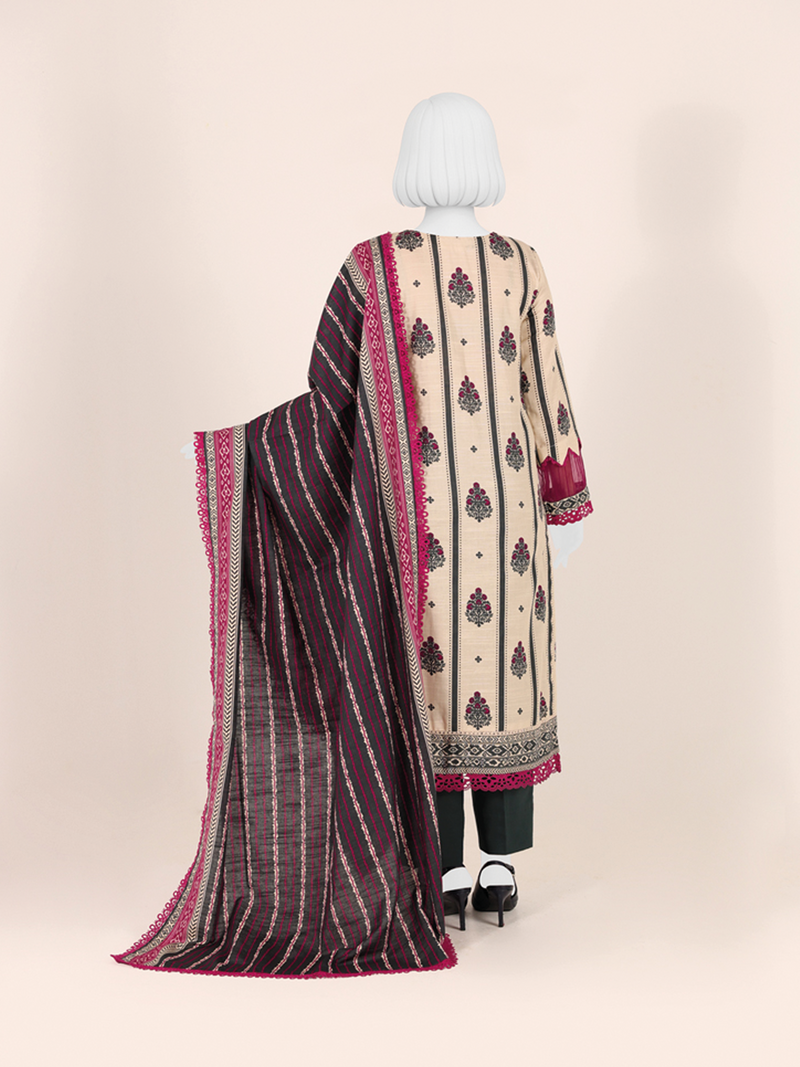 Printed Khaddar 3Pc Unstitched Suit | PJBKU251142A