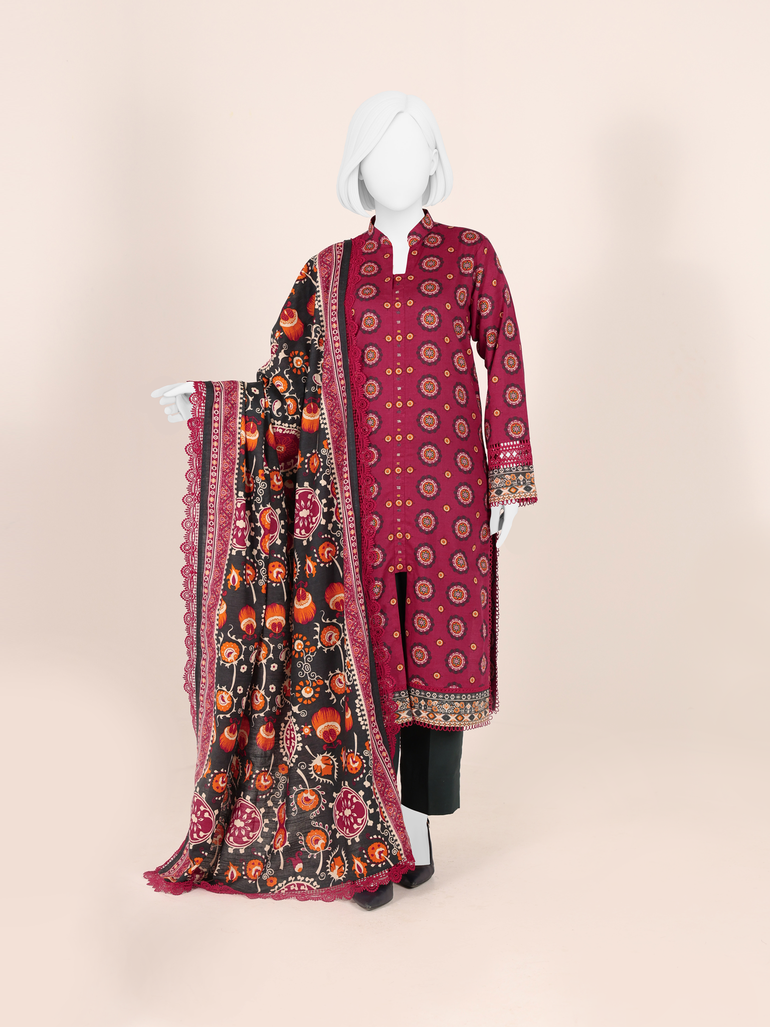 Printed Khaddar 3Pc Unstitched Suit | PJBKU251143A