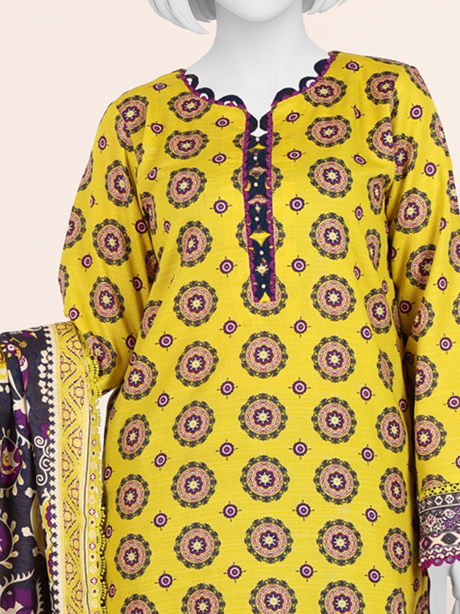 Printed Khaddar 3Pc Unstitched Suit | PJBKU251143B