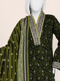 Printed Khaddar 3Pc Unstitched Suit | PJBKU251145A