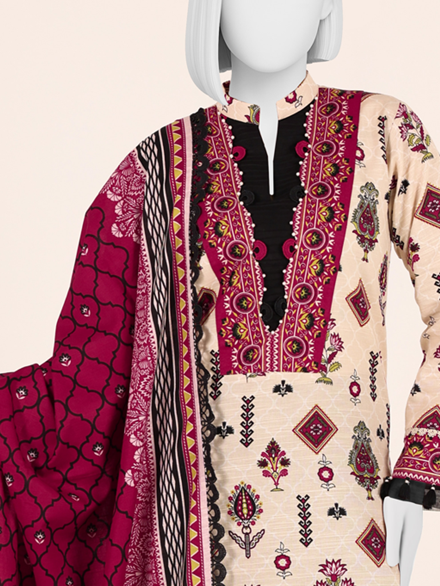 Printed Khaddar 3Pc Unstitched Suit | PJBKU251147A