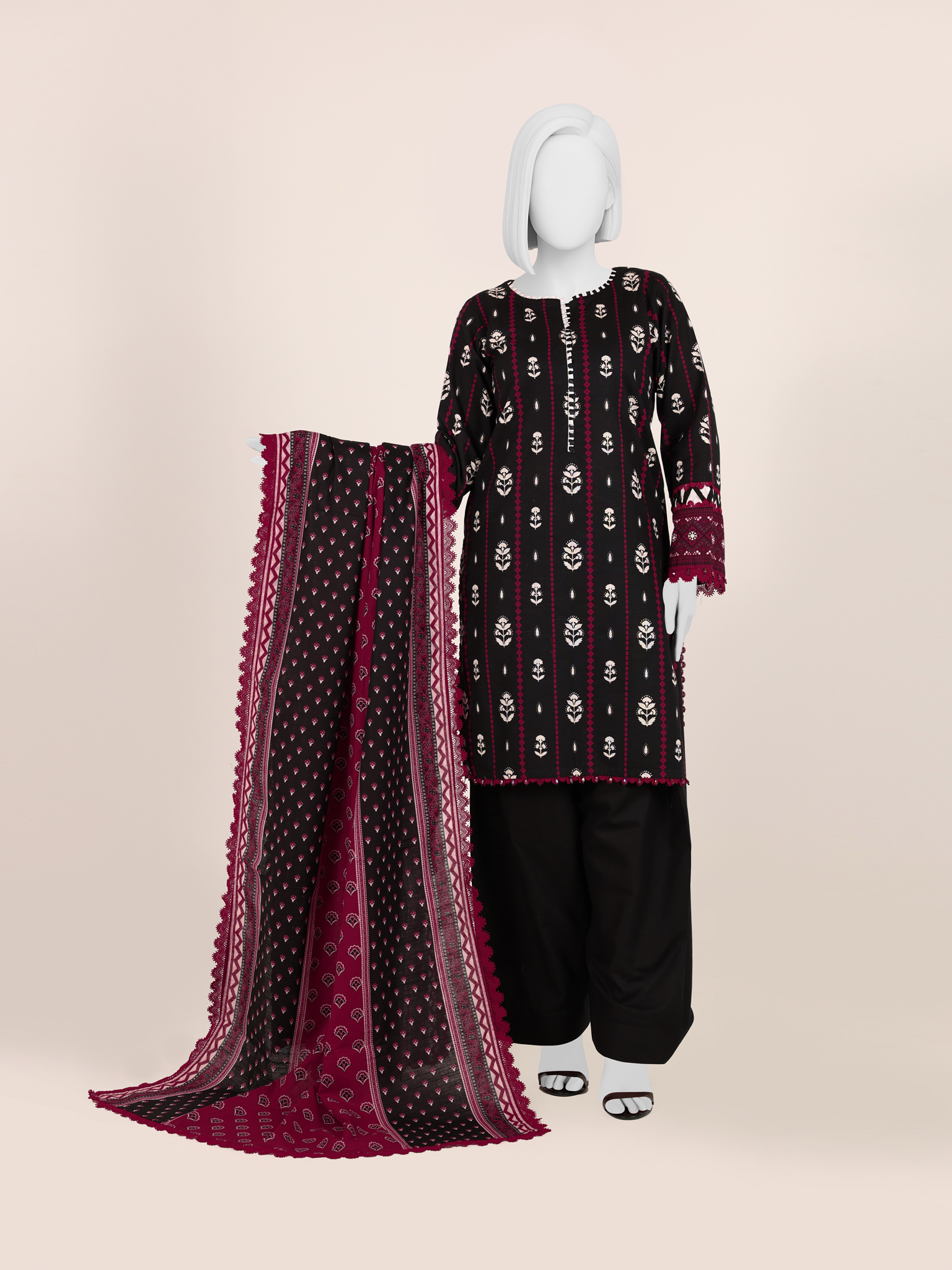 Printed Khaddar 3Pc Unstitched Suit | PJBKU251148A
