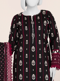 Printed Khaddar 3Pc Unstitched Suit | PJBKU251148A