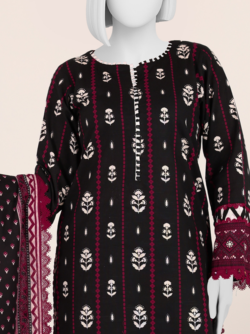 Printed Khaddar 3Pc Unstitched Suit | PJBKU251148A