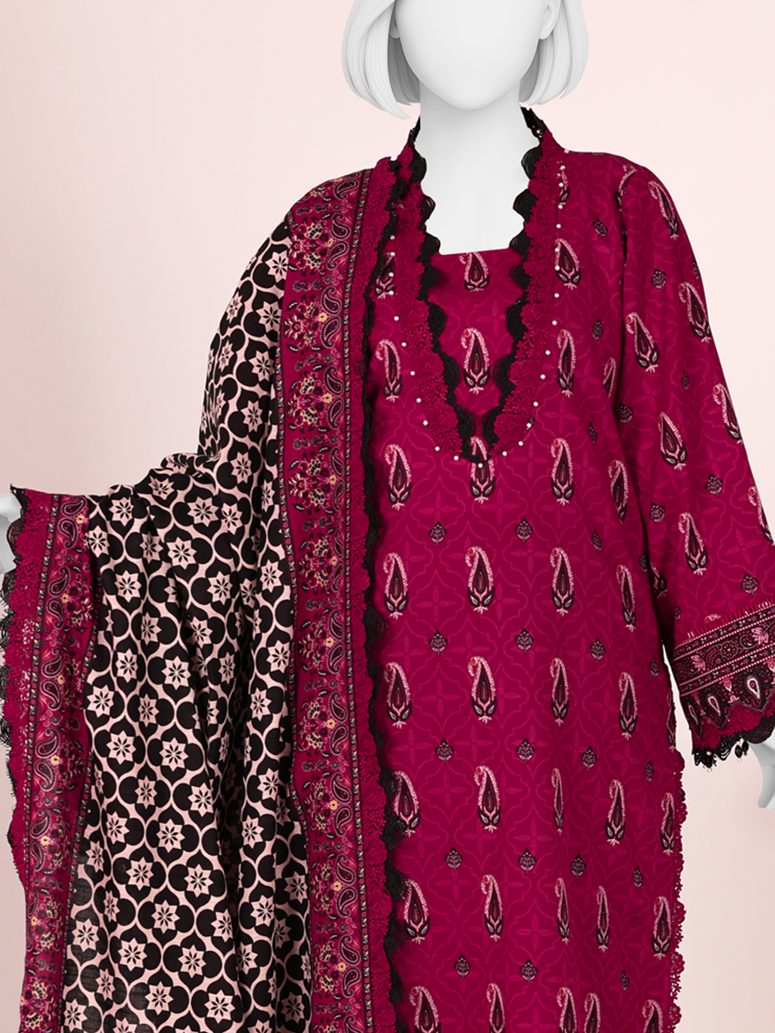 Printed Khaddar 3Pc Unstitched Suit | PJBKU251149A