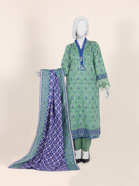 Printed Khaddar 3Pc Unstitched Suit | PJBKU251149B