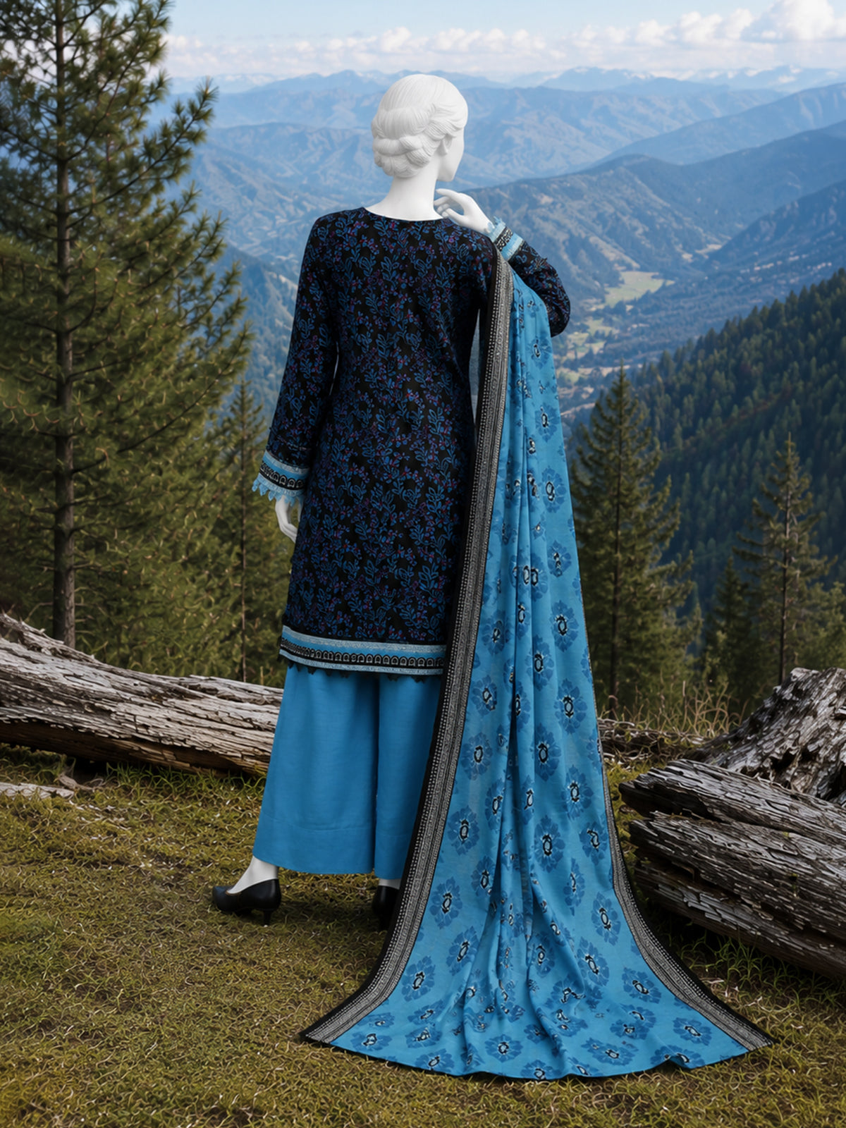 Printed Khaddar 3Pc Unstitched Suit | PJBKU251157A