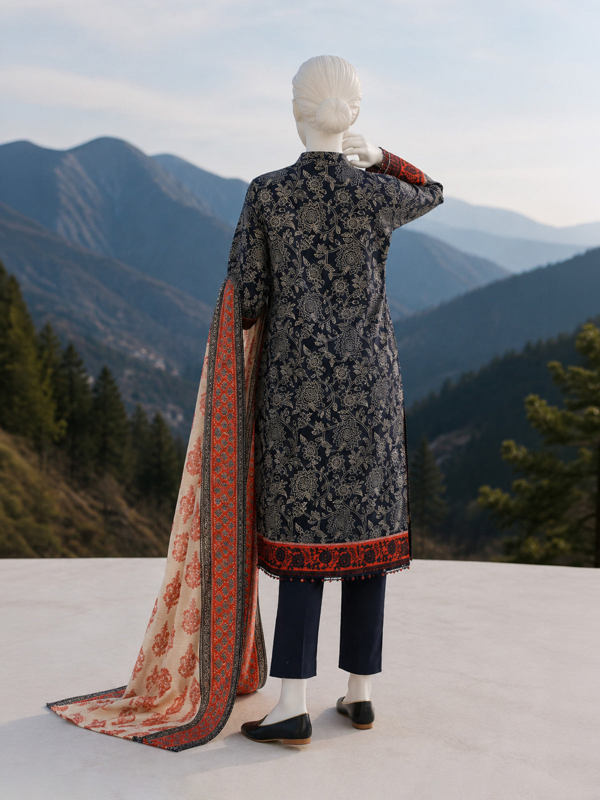 Printed Khaddar 3Pc Unstitched Suit | PJBKU251160B