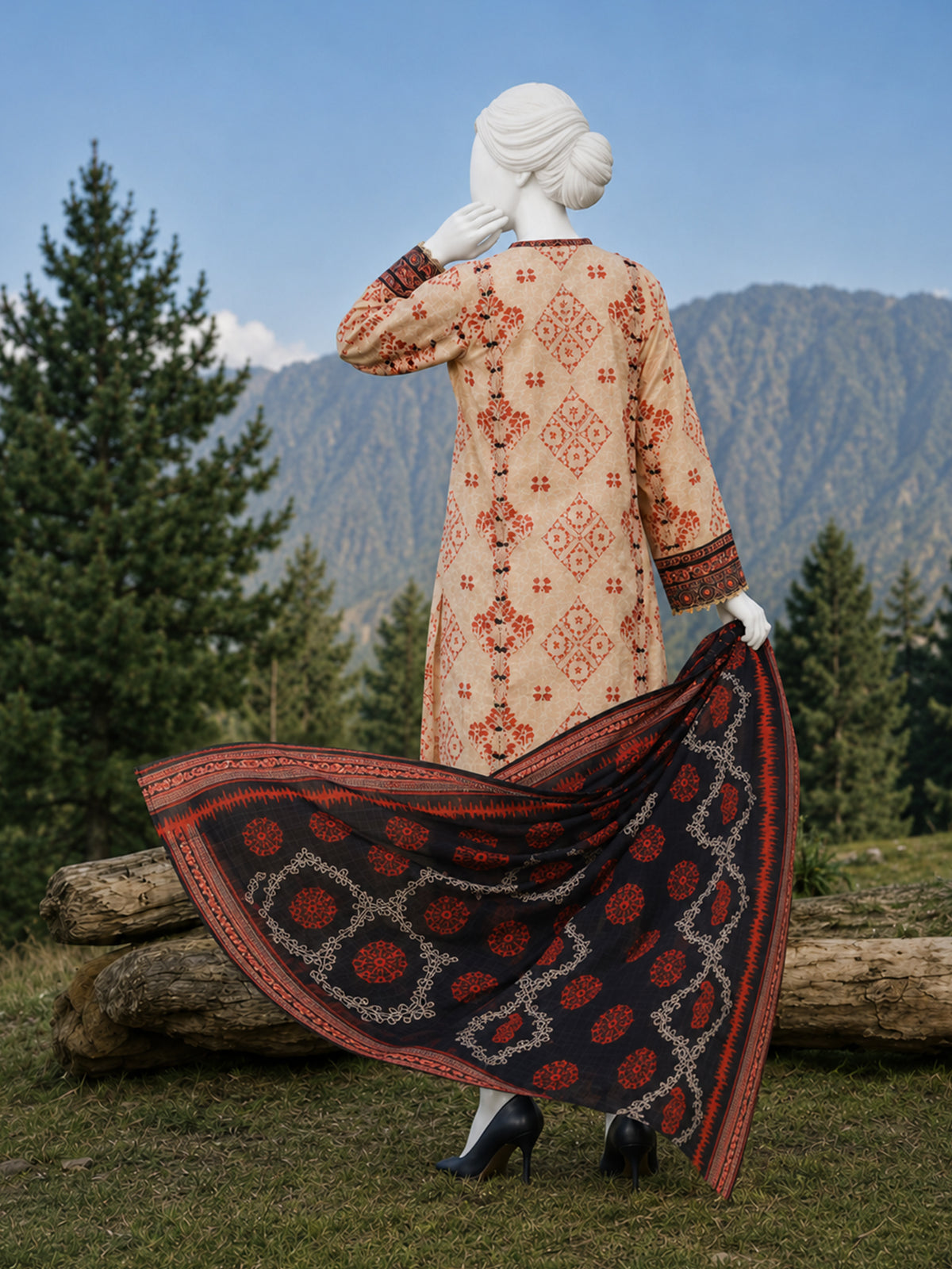 Printed Khaddar 3Pc Unstitched Suit | PJBKU251161B