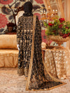 Black Chiffon Embroidered 3Pc Unstitched Suit | PJ-LUX-U-24-0701