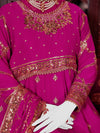 Magenta Chiffon Embroidered 3Pc Stitched Suit | PFS-24-8512