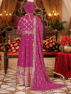 Magenta Chiffon Embroidered 3Pc Stitched Suit | PFS-24-8512
