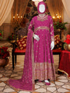 Magenta Chiffon Embroidered 3Pc Stitched Suit | PFS-24-8512