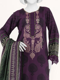 Printed Slub Viscose 3Pc Unstitched Suit | PJSL-250910