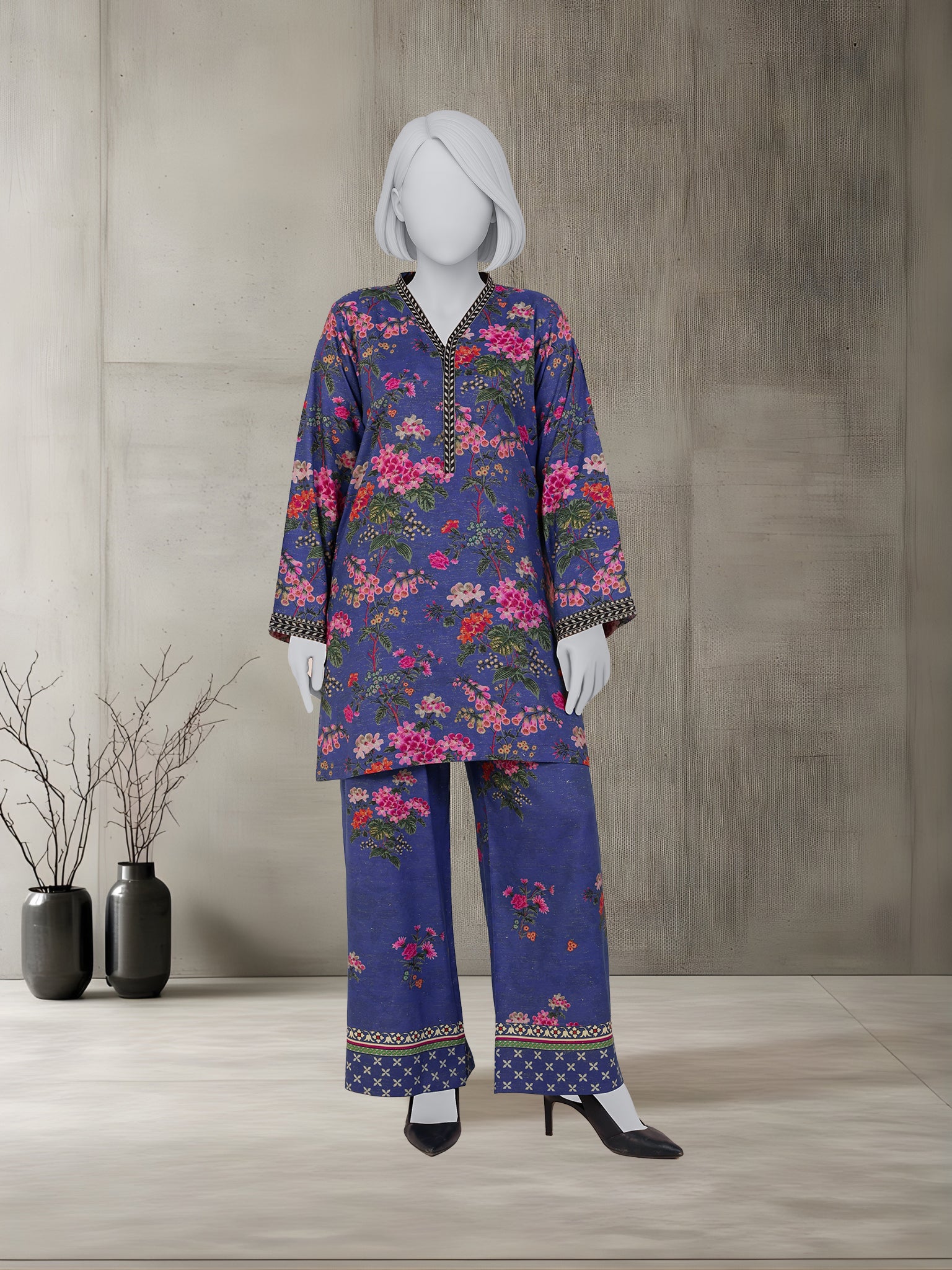 2Pc Stitched Luxury Sparkle Suit | PJSP-260924