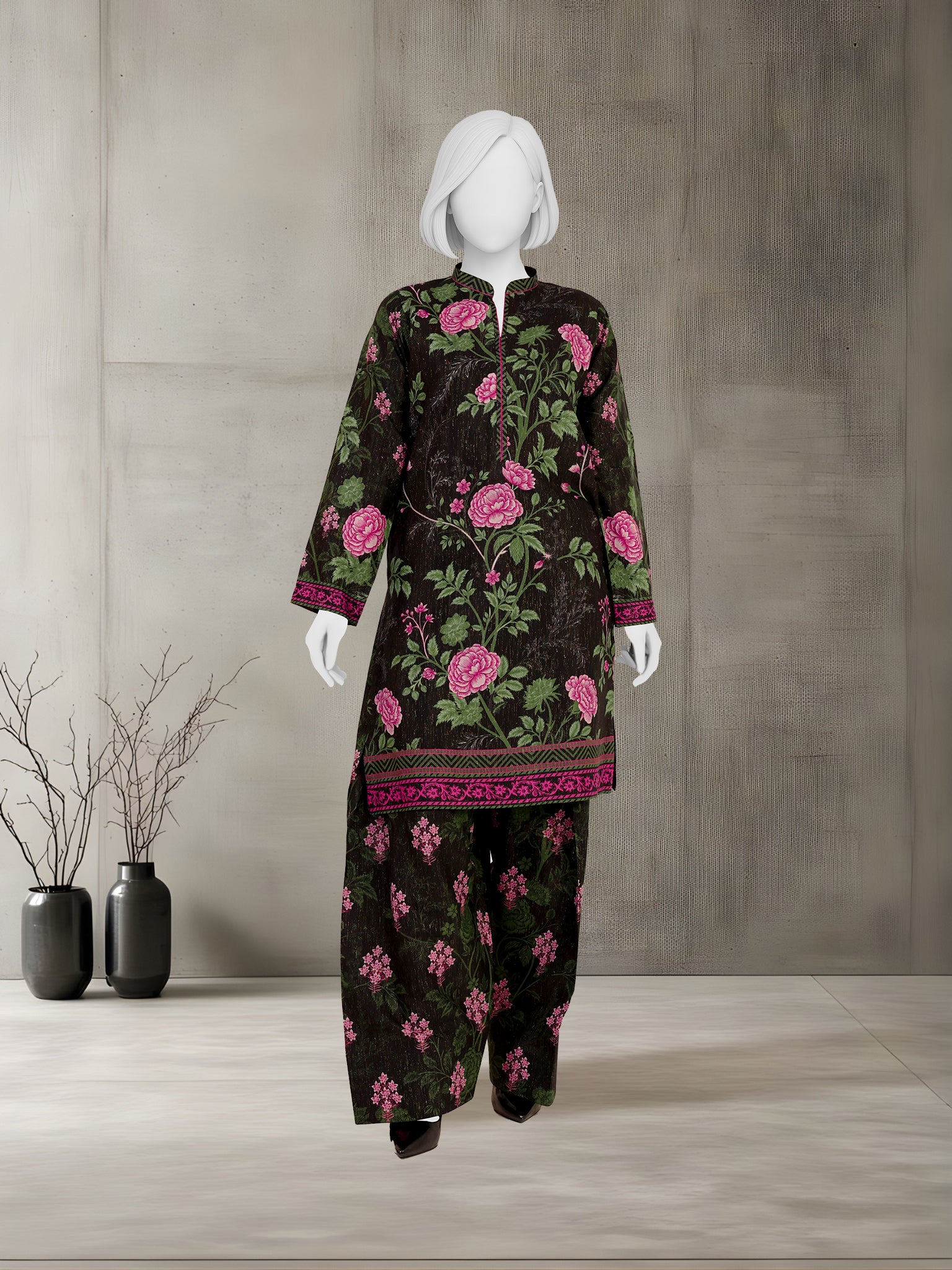 2Pc Stitched Luxury Sparkle Suit | PJSP-260925