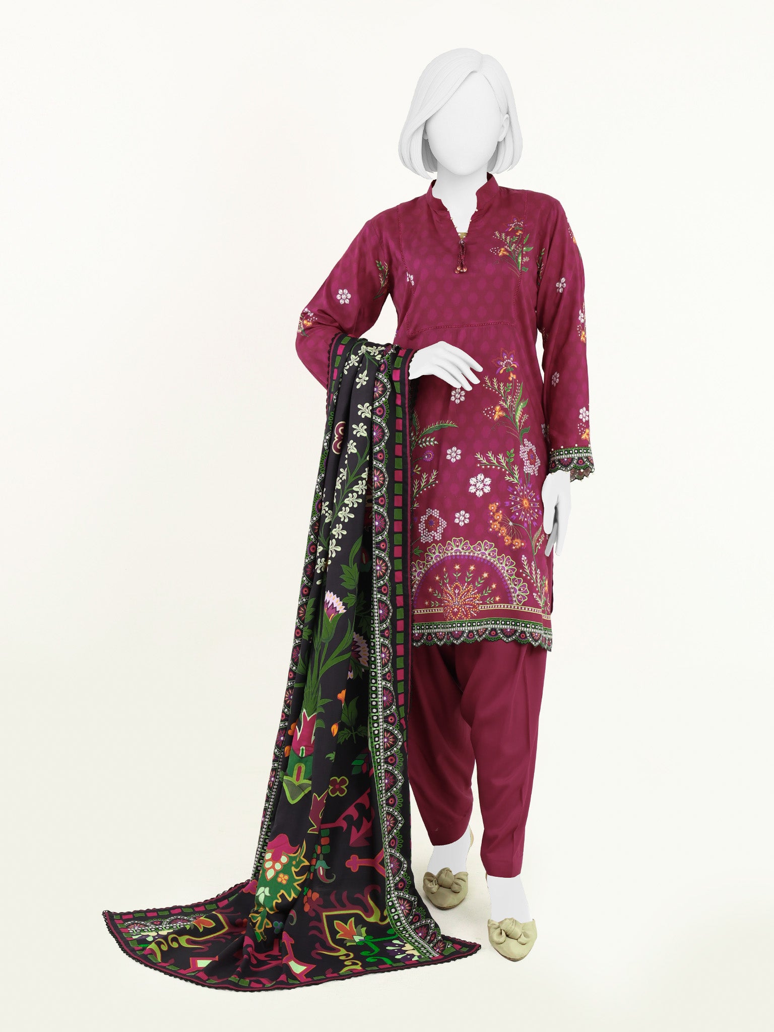 Printed Viscose 3Pc Unstitched Suit | PJVC-250901