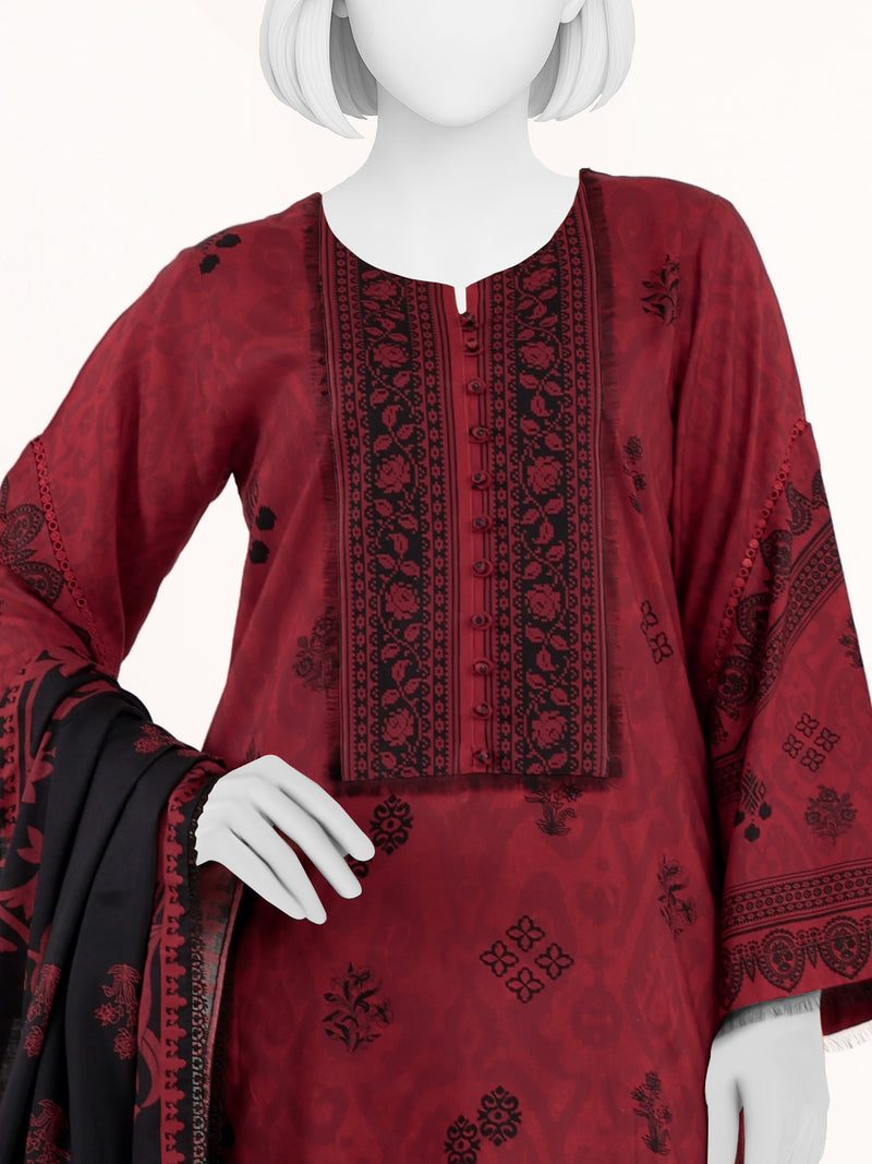 Printed Viscose 3Pc Unstitched Suit | PJVC-250902