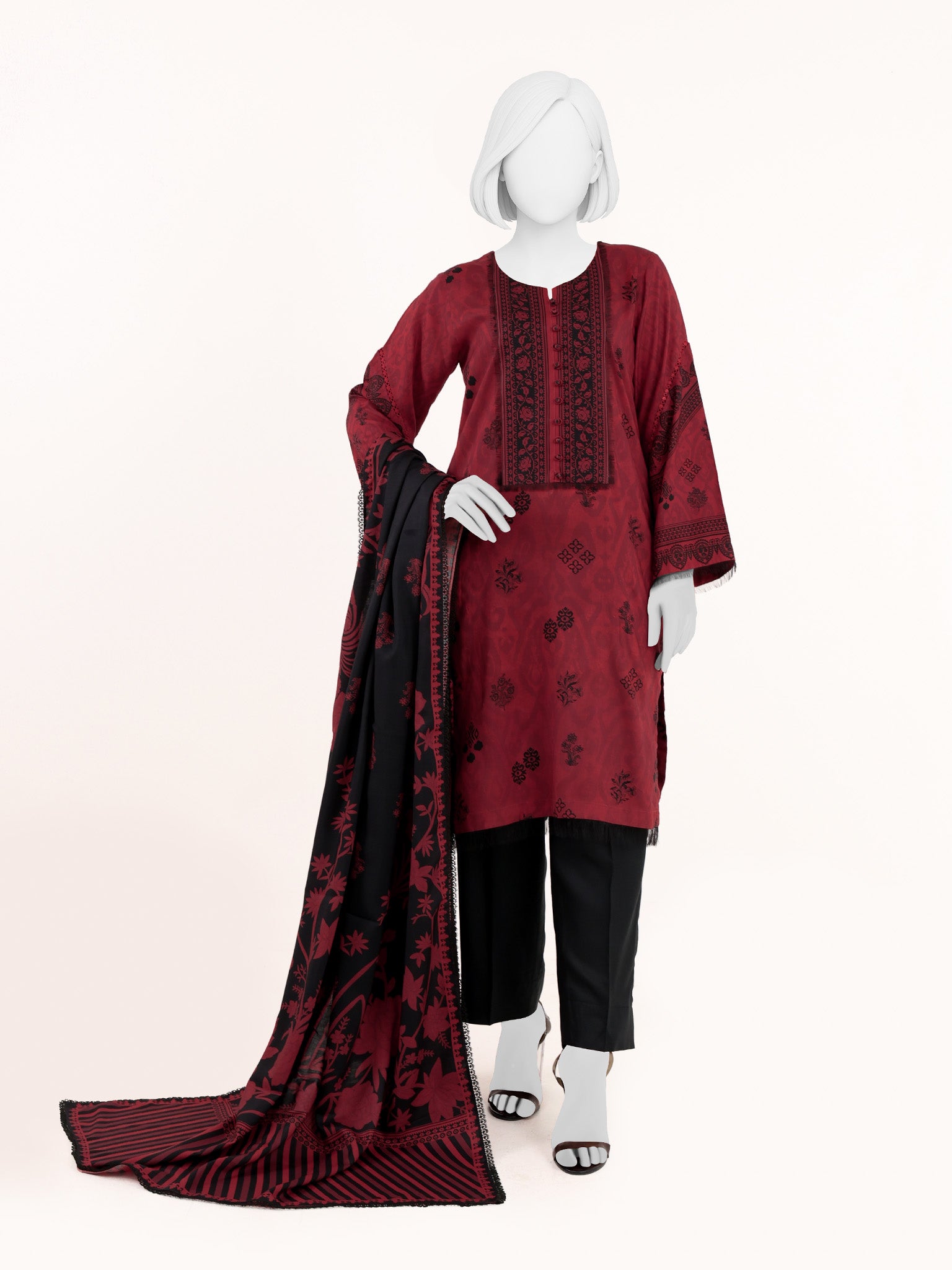 Printed Viscose 3Pc Unstitched Suit | PJVC-250902