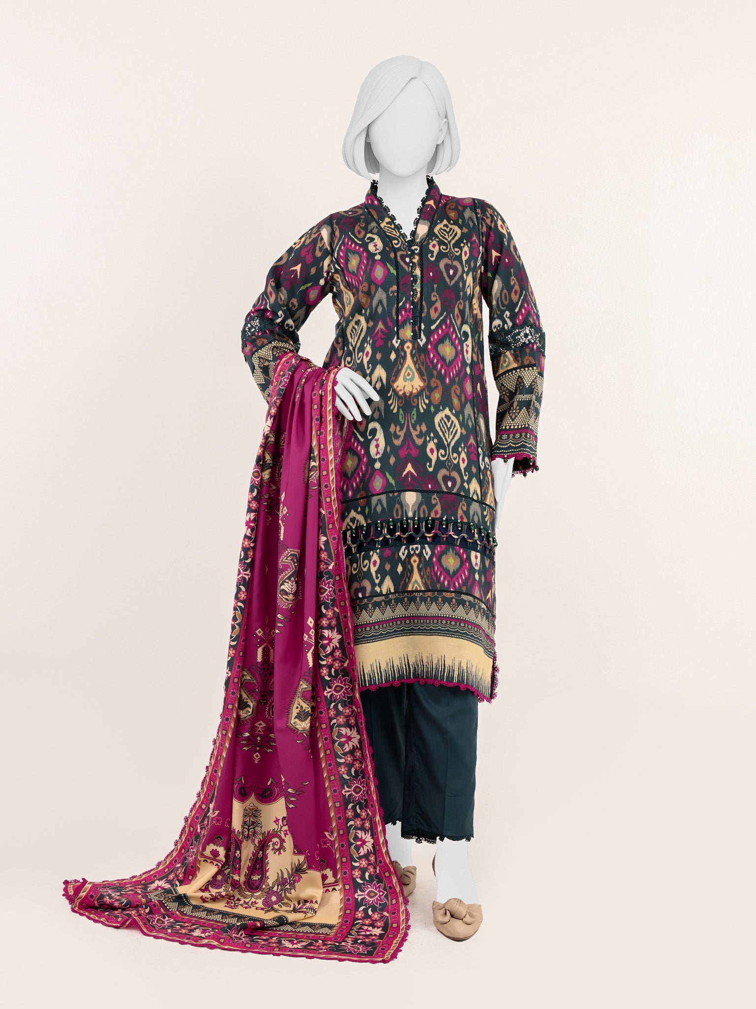 Printed Viscose 3Pc Unstitched Suit | PJVC-250904