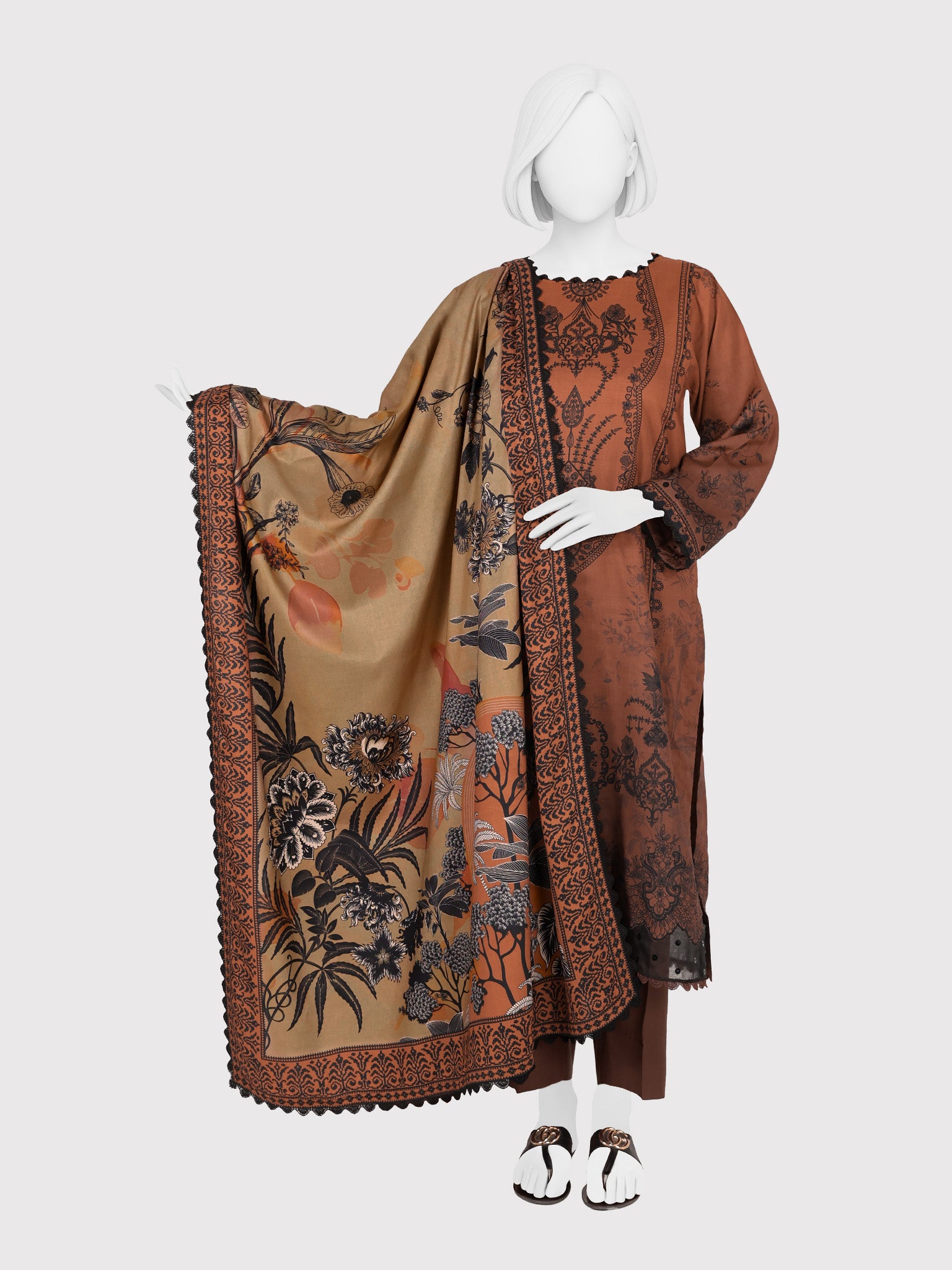 Printed Viscose 3Pc Unstitched Suit | PJVC-250905