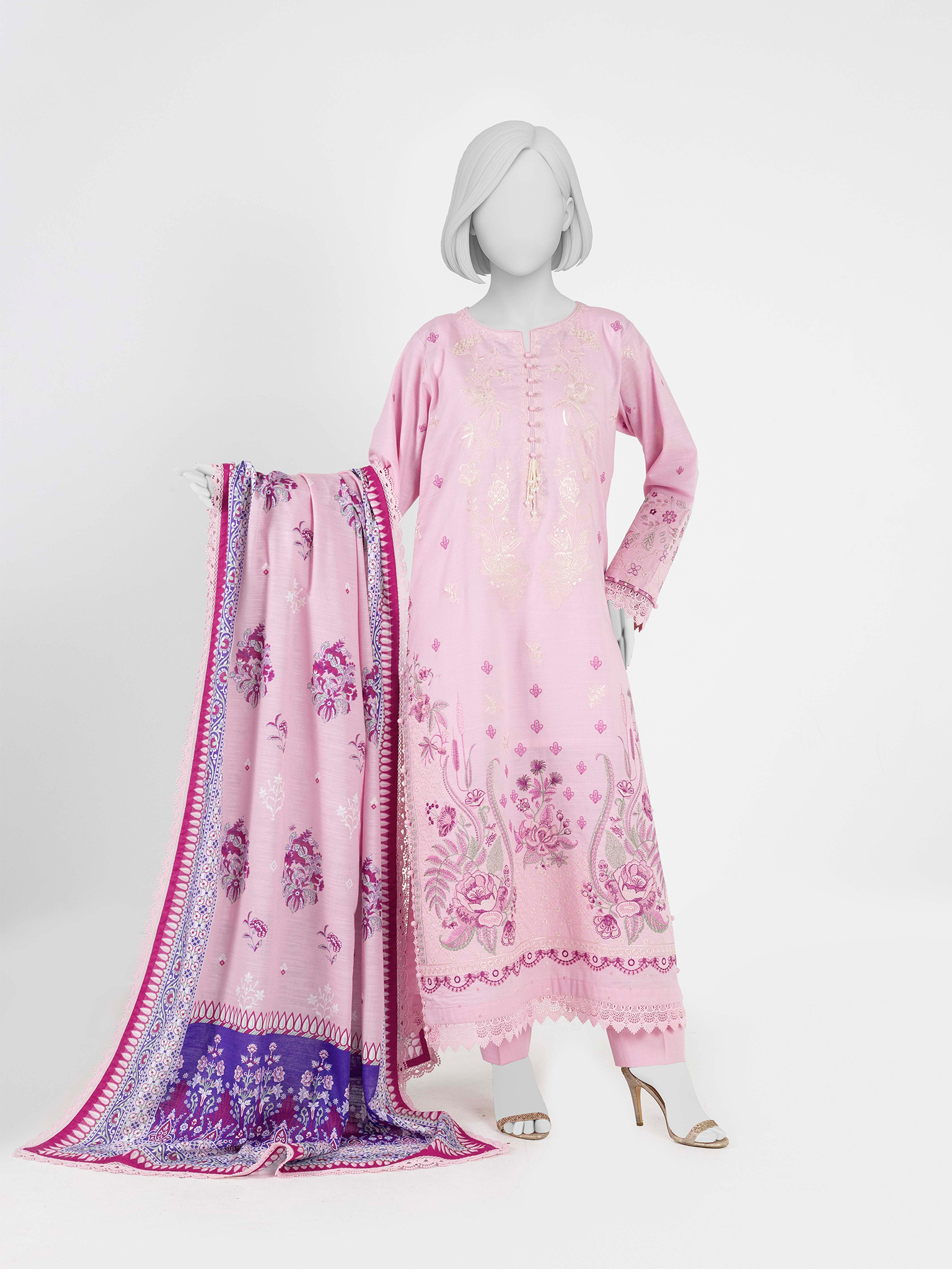 Embroidered Khaddar 3Pc Unstitched Suit | PJBKU251150A