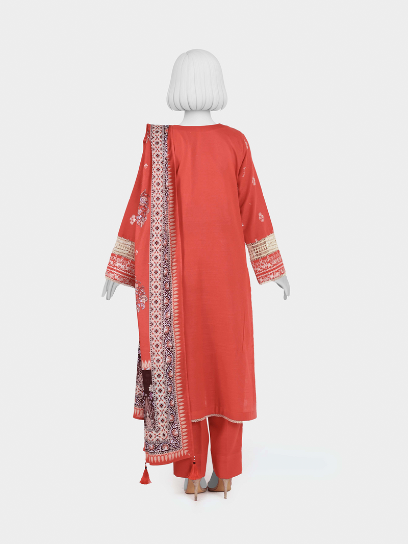 Embroidered Khaddar 3Pc Unstitched Suit | PJBKU251150B
