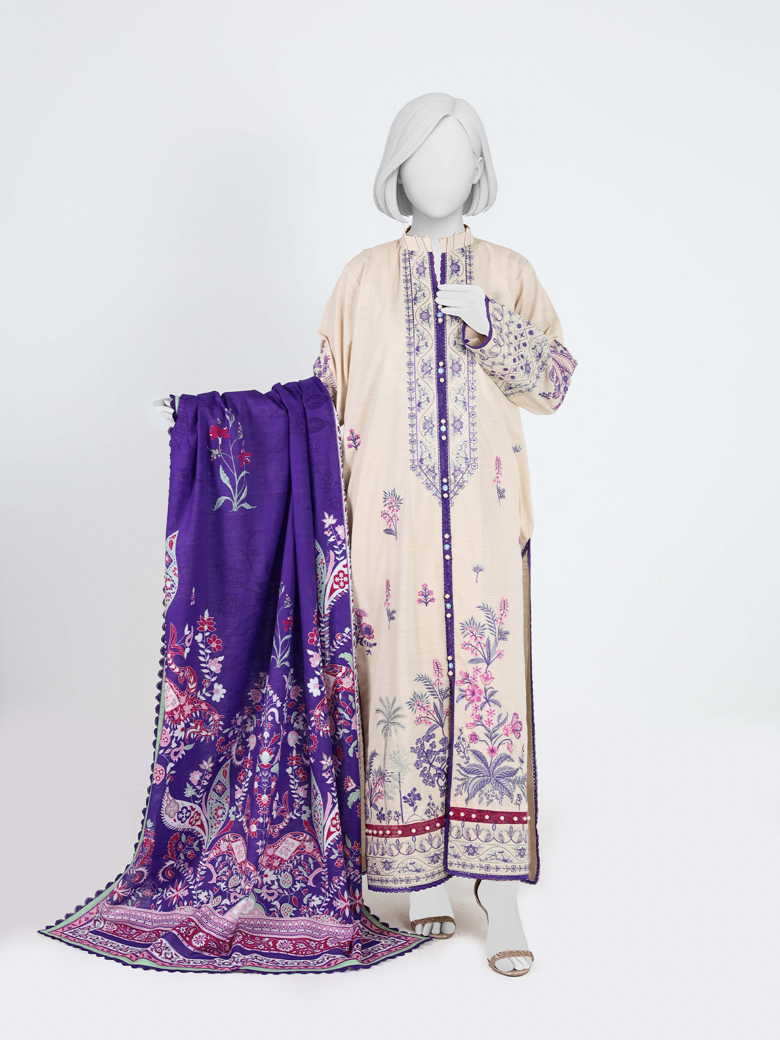 Embroidered Khaddar 3Pc Unstitched Suit | PJBKU251151A