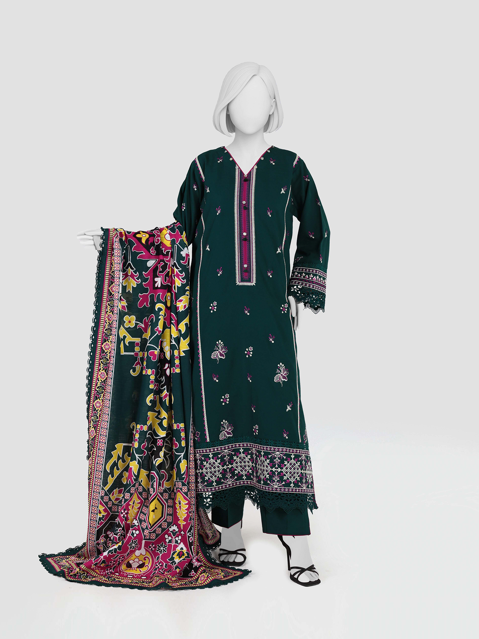 Embroidered Khaddar 3Pc Unstitched Suit | PJBKU251154A