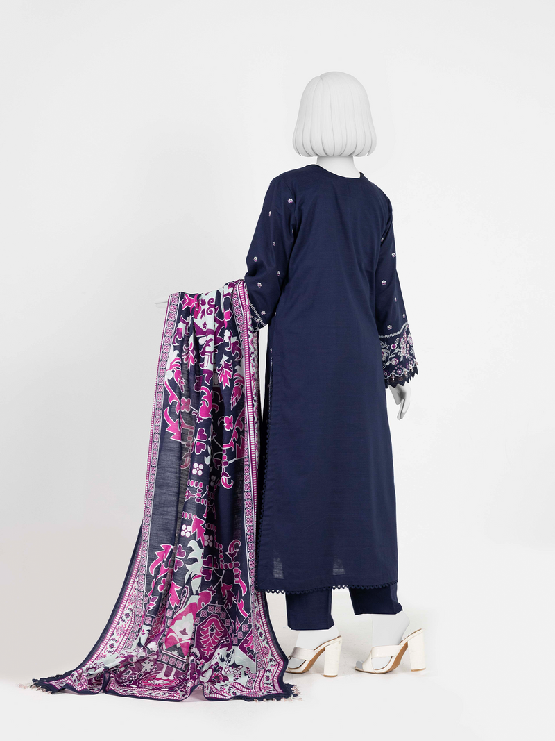 Embroidered Khaddar 3Pc Unstitched Suit | PJBKU251154B