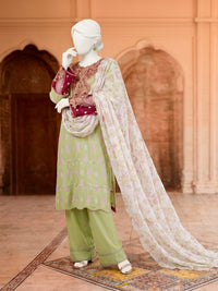 3Pc Stitched Lawn Embroidered Suit | PLS-24-1269B