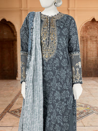 3Pc Stitched Lawn Embroidered Suit | PLS-24-1270A