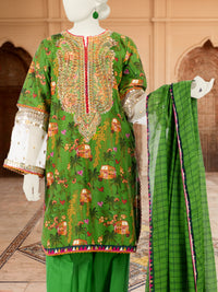 3Pc Stitched Lawn Embroidered Suit | PLS-24-1271B