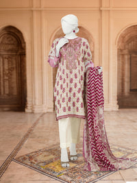 3Pc Stitched Lawn Embroidered Suit | PLS-24-1273B