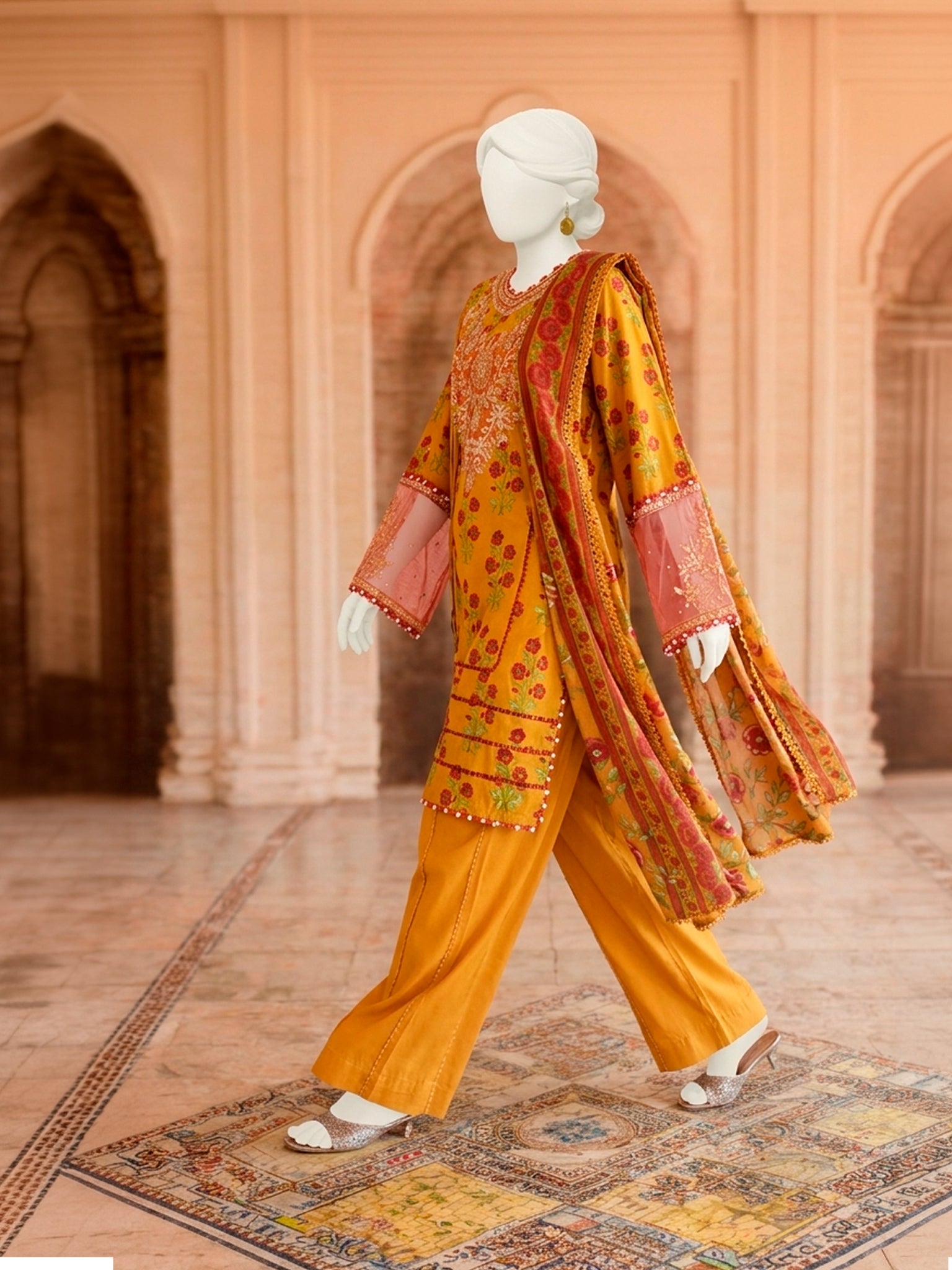 3Pc Stitched Lawn Embroidered Suit | PLS-24-1275A