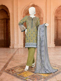 3Pc Stitched Lawn Embroidered Suit | PLS-24-1277A