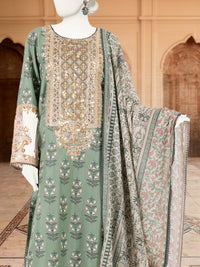 3Pc Stitched Lawn Embroidered Suit | PLS-24-1277B