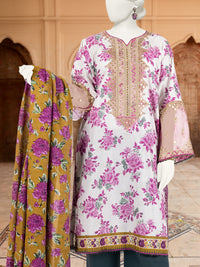 3Pc Stitched Lawn Embroidered Suit | PLS-24-1278A