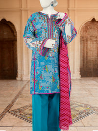 3Pc Stitched Lawn Embroidered Suit | PLS-24-1282B
